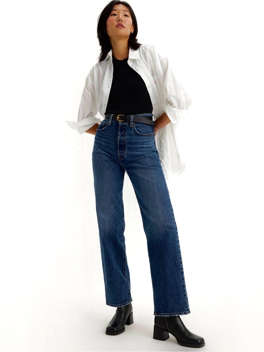 Levi’s Ribcage High-Rise Straight Leg Jeans - Dark indigo wash 24x27